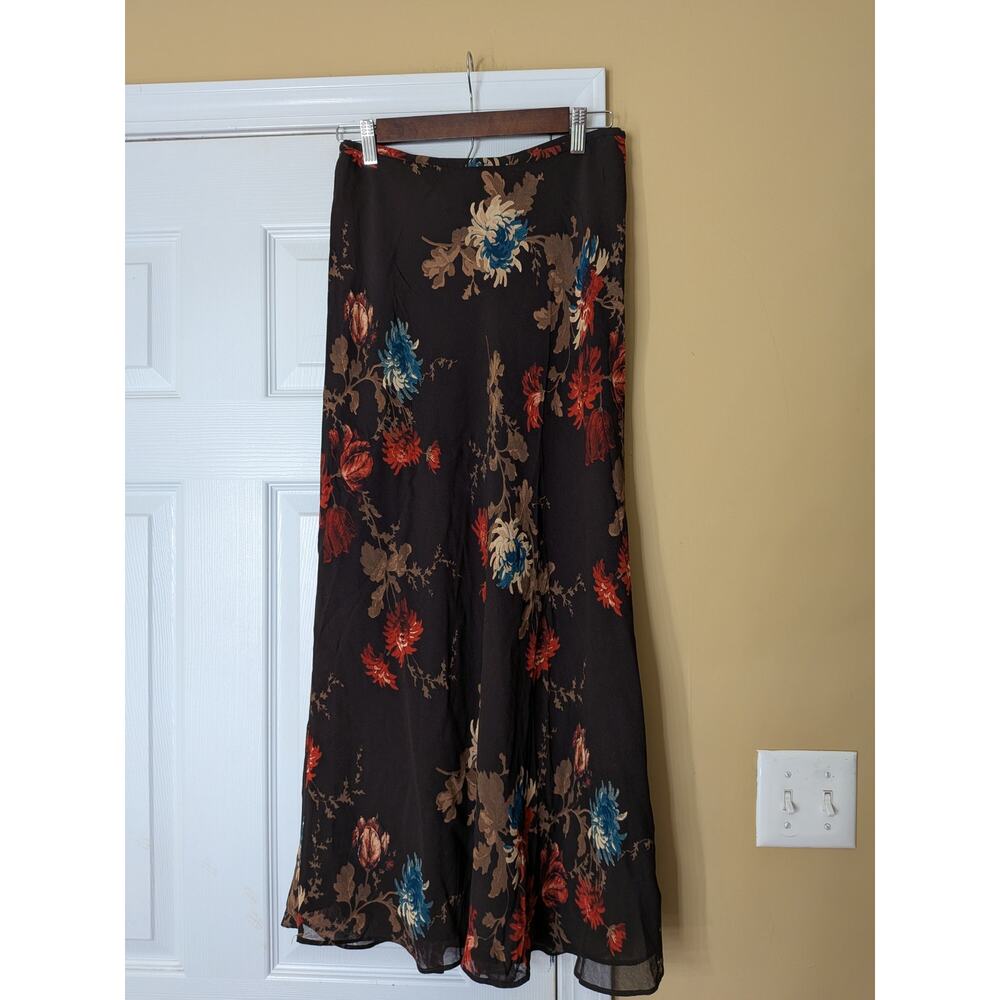 Vintage 90s Kasper Floral Chiffon Midi Skirt – Size 6 Cottagecore Bohemian